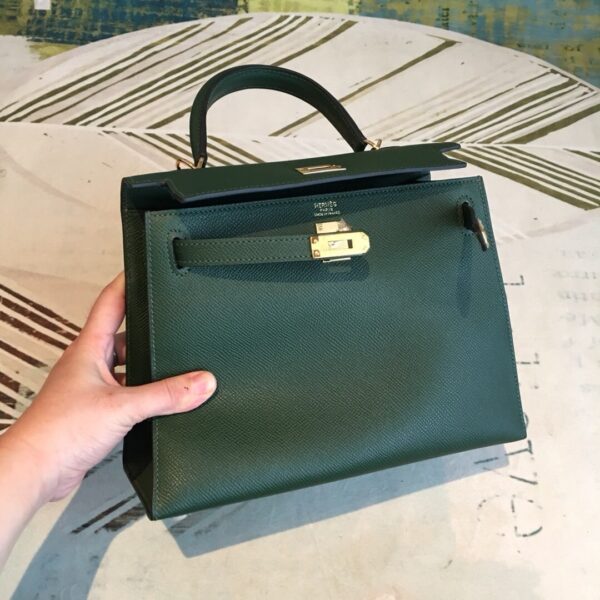 1:1 Replica Hermes Kelly Green For Women Gold Toned Hardware 10in/25cm