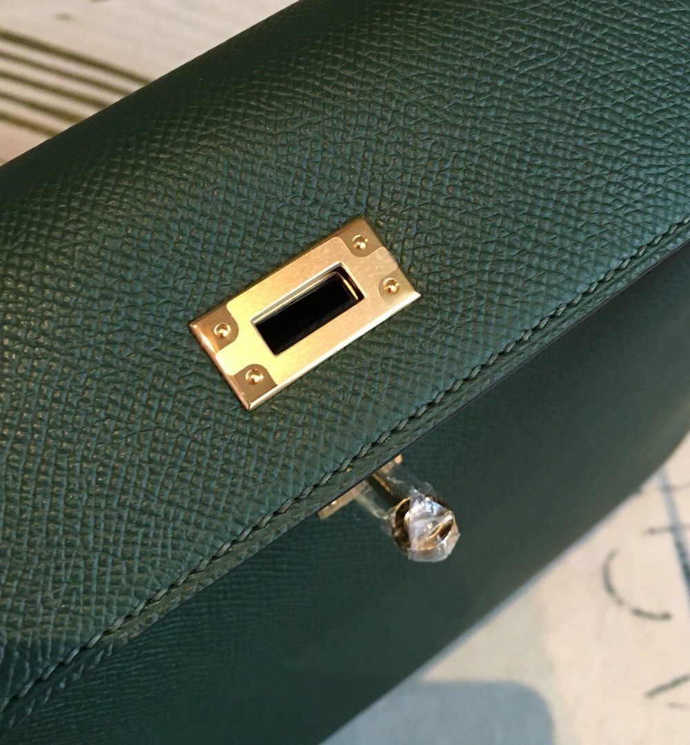 1:1 Replica Hermes Kelly Green For Women Gold Toned Hardware 10in/25cm