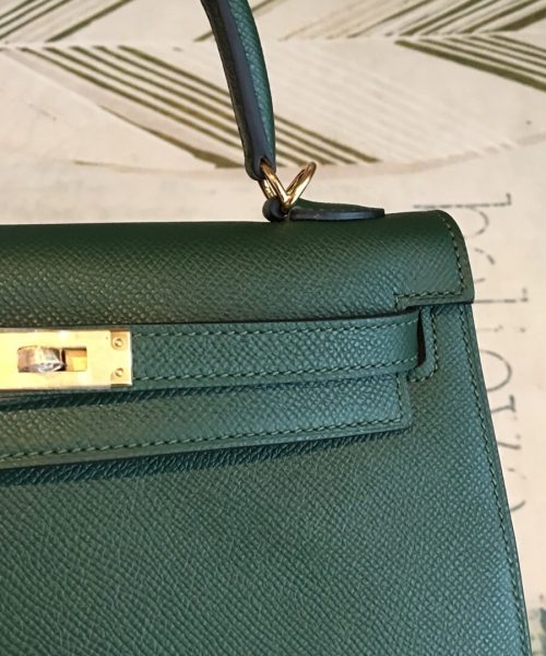 1:1 Replica Hermes Kelly Green For Women Gold Toned Hardware 10in/25cm