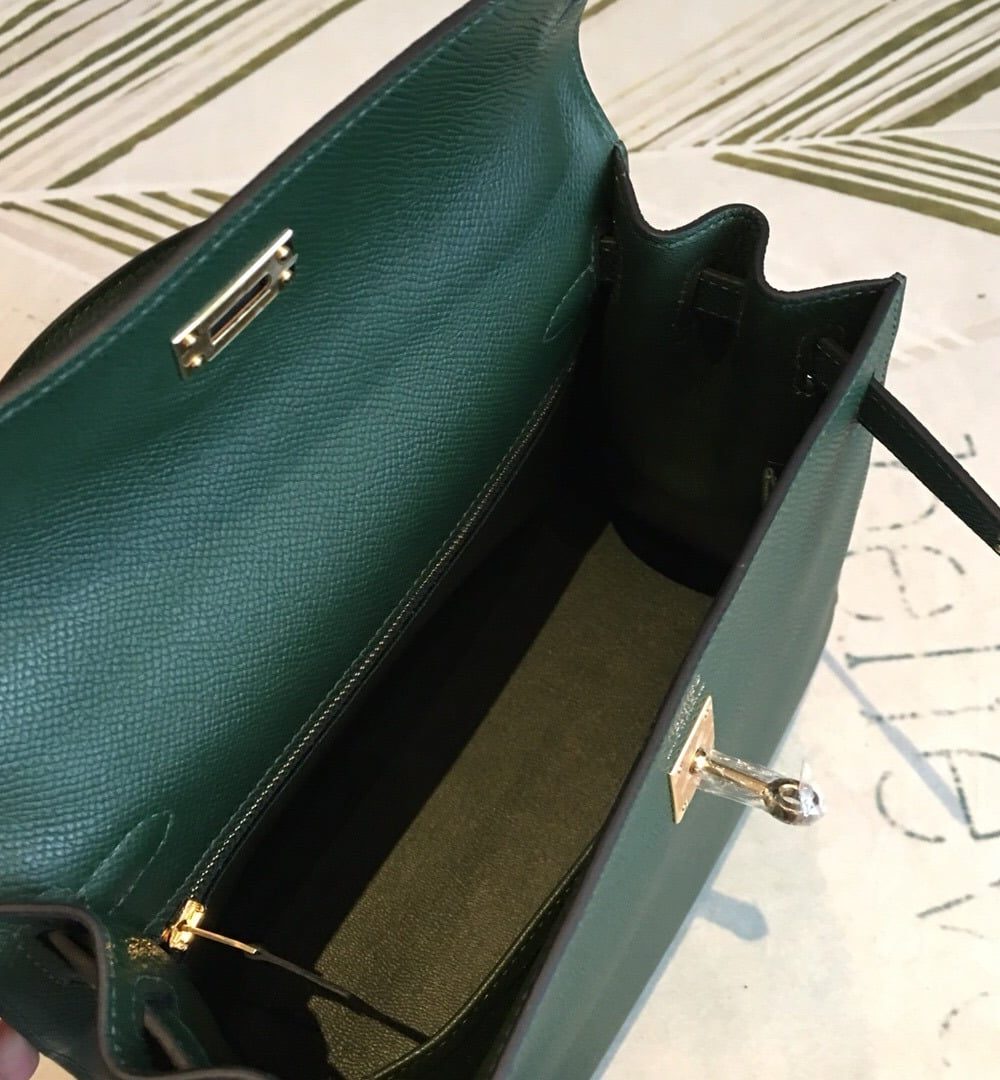 1:1 Replica Hermes Kelly Green For Women Gold Toned Hardware 10in/25cm