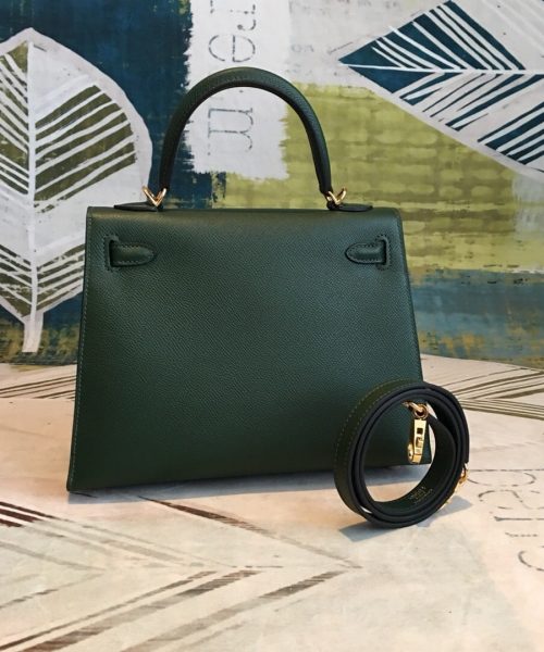 1:1 Replica Hermes Kelly Green For Women Gold Toned Hardware 10in/25cm