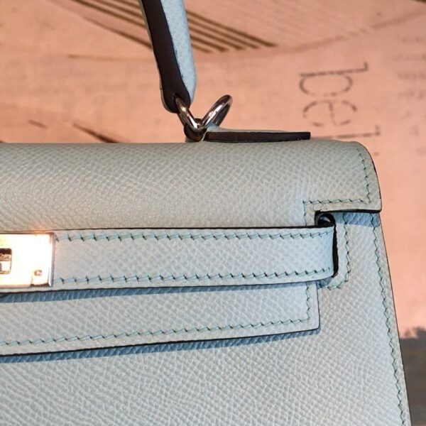 1:1 Replica Hermes Kelly Light Blue For Women Silver Toned Hardware 10in/25cm