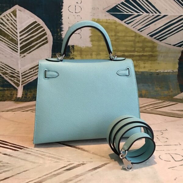 1:1 Replica Hermes Kelly Light Blue For Women Silver Toned Hardware 10in/25cm