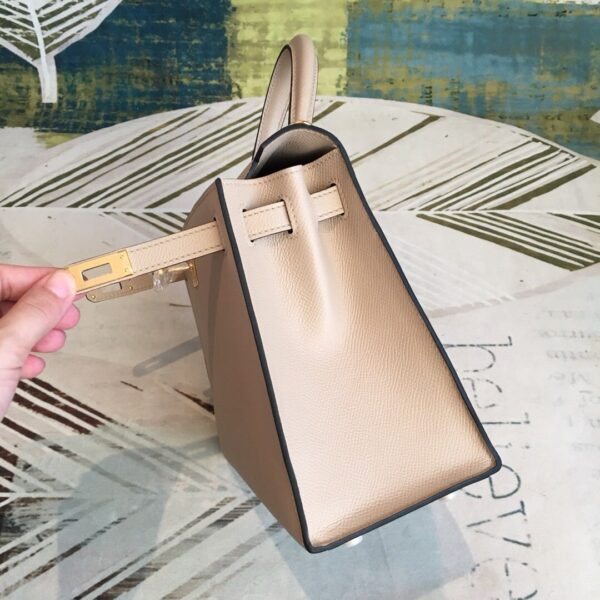 1:1 Replica Hermes Kelly Light Gray For Women Gold Toned Hardware 10in/25cm