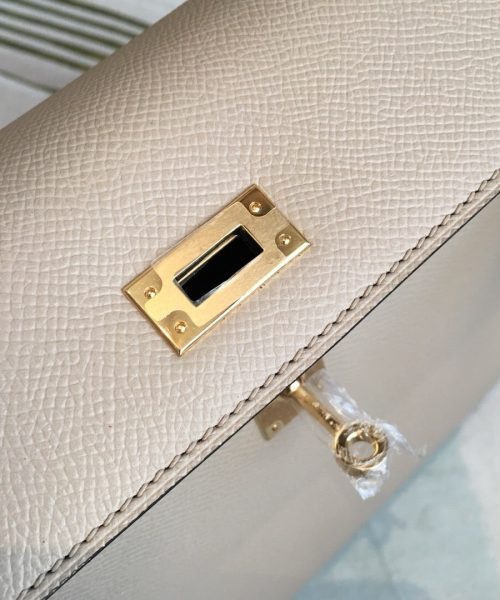 1:1 Replica Hermes Kelly Light Gray For Women Gold Toned Hardware 10in/25cm