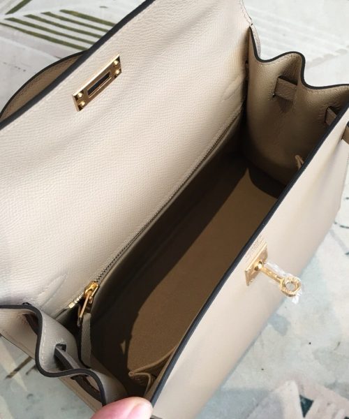 1:1 Replica Hermes Kelly Light Gray For Women Gold Toned Hardware 10in/25cm