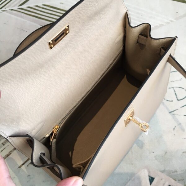 1:1 Replica Hermes Kelly Light Gray For Women Gold Toned Hardware 10in/25cm