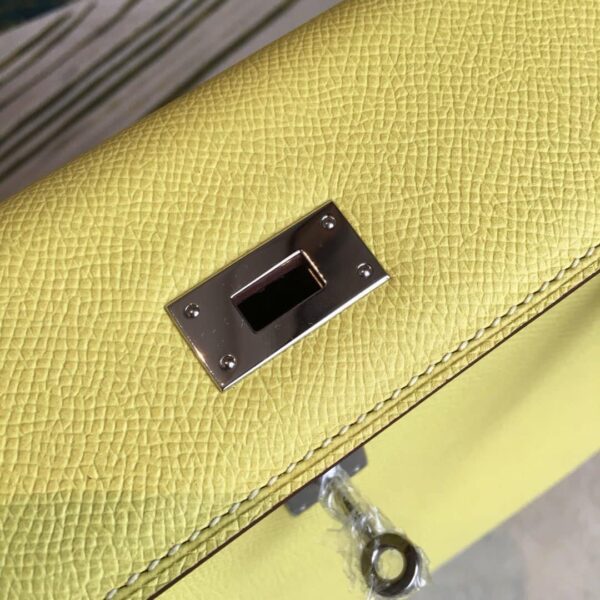 1:1 Replica Hermes Kelly Light Yellow For Women Silver Toned Hardware 10in/25cm