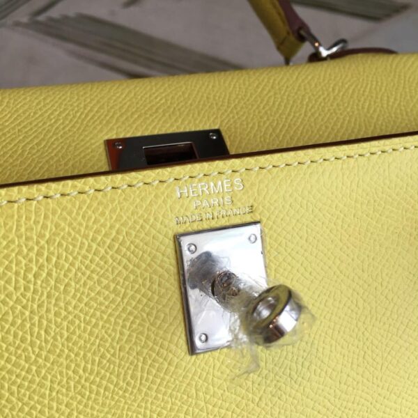 1:1 Replica Hermes Kelly Light Yellow For Women Silver Toned Hardware 10in/25cm