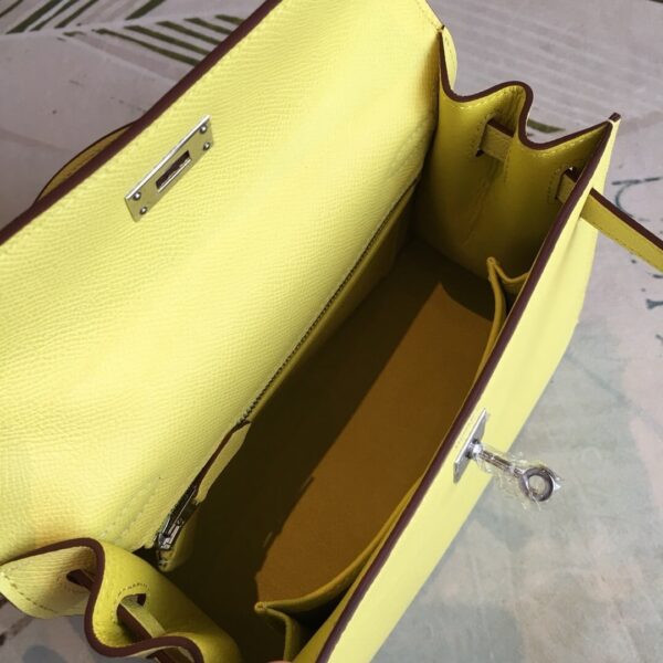 1:1 Replica Hermes Kelly Light Yellow For Women Silver Toned Hardware 10in/25cm