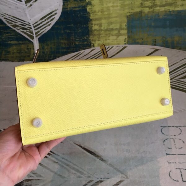 1:1 Replica Hermes Kelly Light Yellow For Women Silver Toned Hardware 10in/25cm