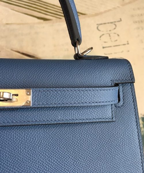 1:1 Replica Hermes Kelly Navy For Women Silver Toned Hardware 10in/25cm