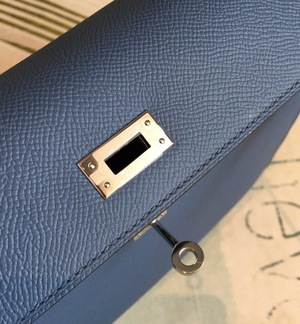 1:1 Replica Hermes Kelly Navy For Women Silver Toned Hardware 10in/25cm