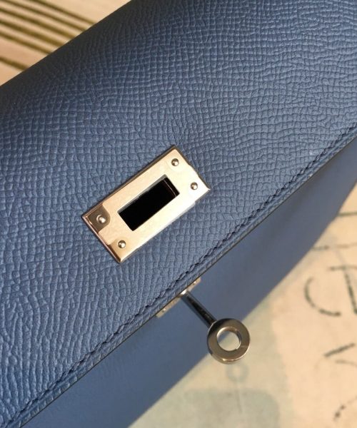 1:1 Replica Hermes Kelly Navy For Women Silver Toned Hardware 10in/25cm