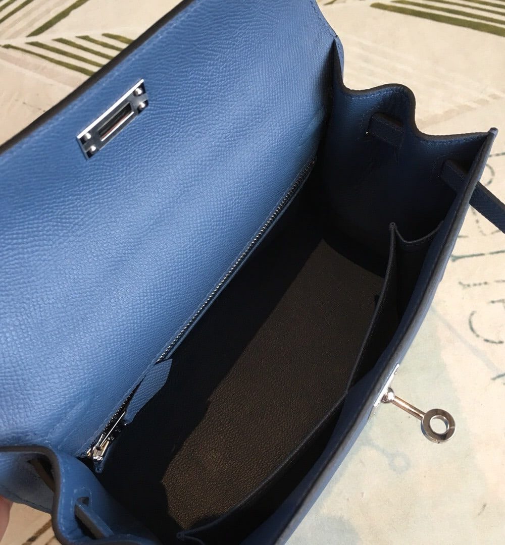 1:1 Replica Hermes Kelly Navy For Women Silver Toned Hardware 10in/25cm