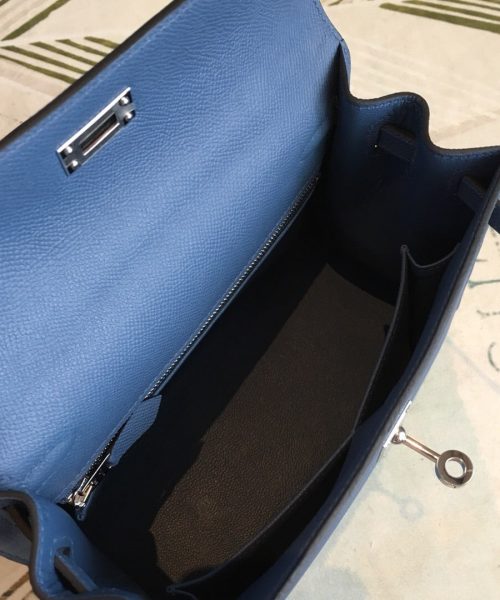 1:1 Replica Hermes Kelly Navy For Women Silver Toned Hardware 10in/25cm