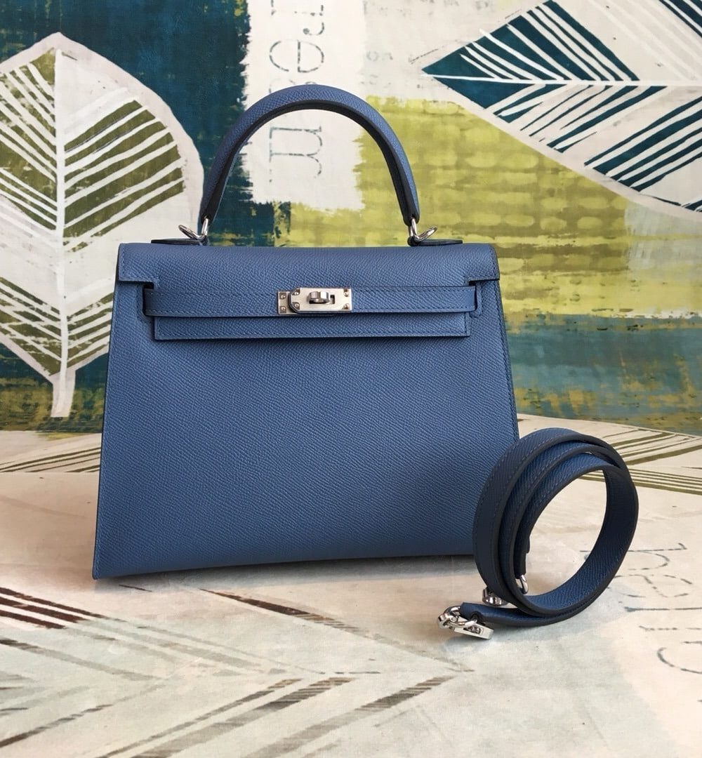 1:1 Replica Hermes Kelly Navy For Women Silver Toned Hardware 10in/25cm