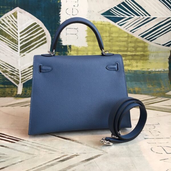 1:1 Replica Hermes Kelly Navy For Women Silver Toned Hardware 10in/25cm