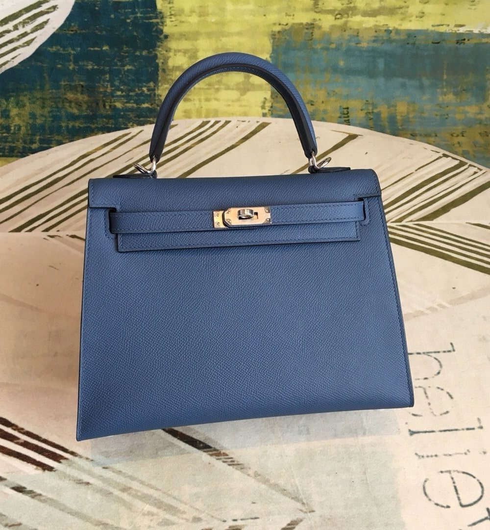 1:1 Replica Hermes Kelly Navy For Women Silver Toned Hardware 10in/25cm