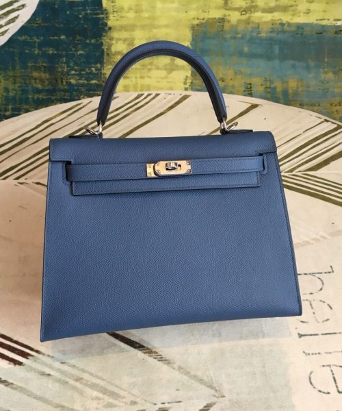 1:1 Replica Hermes Kelly Navy For Women Silver Toned Hardware 10in/25cm
