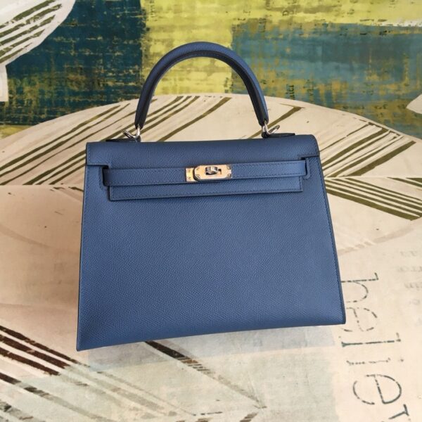 1:1 Replica Hermes Kelly Navy For Women Silver Toned Hardware 10in/25cm