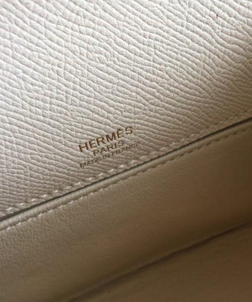 1:1 Replica Hermes Kelly Pochettee White For Women Gold Toned Hardware 8.5in/22cm