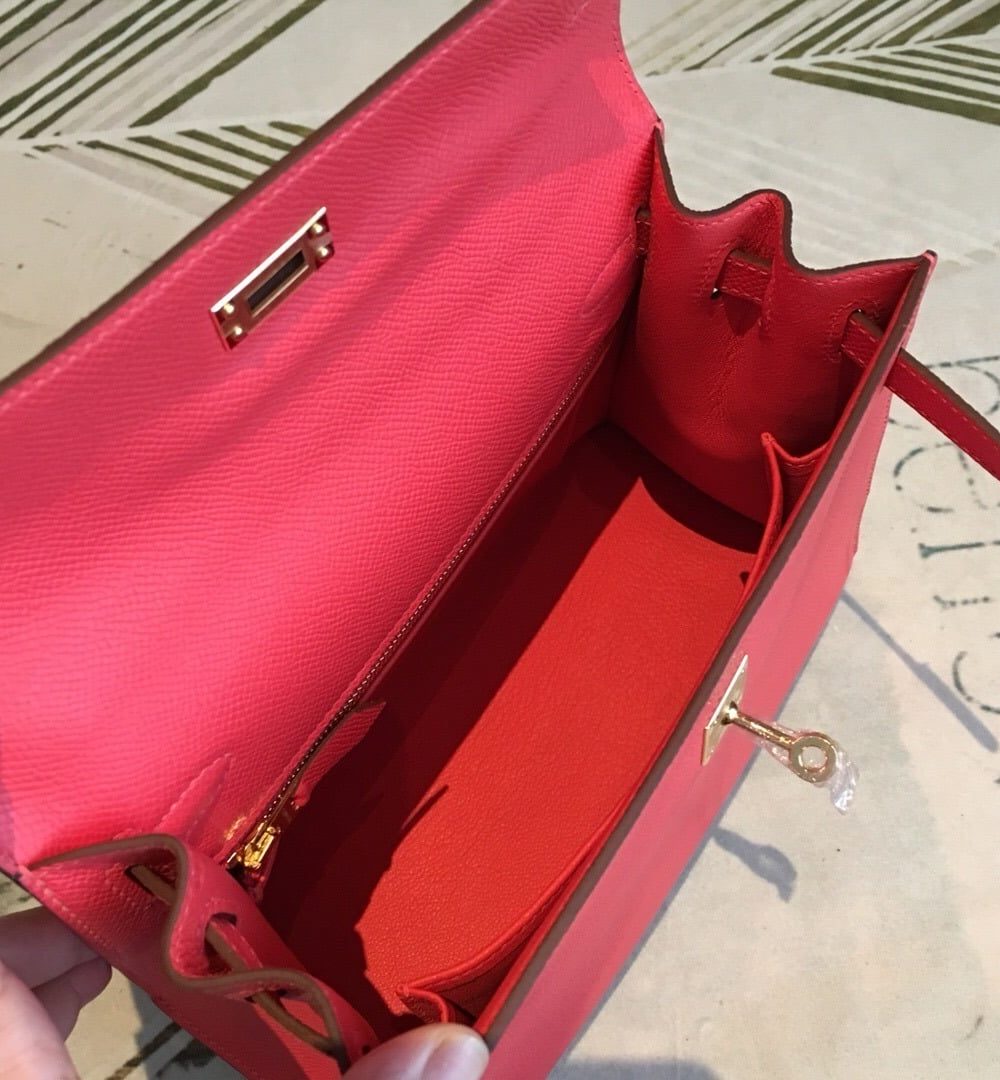 1:1 Replica Hermes Kelly Red For Women Gold Toned Hardware 10in/25cm