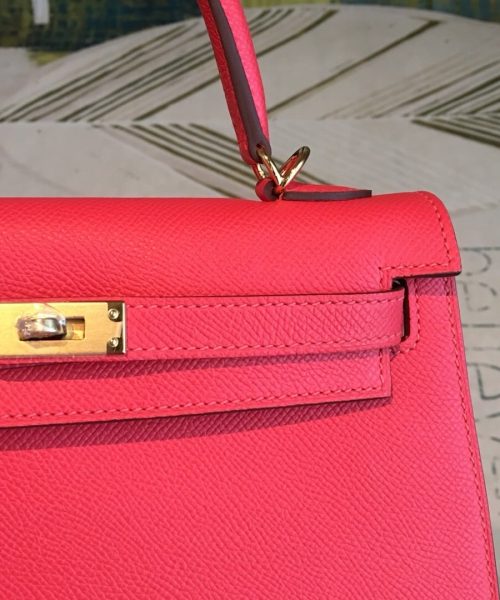1:1 Replica Hermes Kelly Red For Women Gold Toned Hardware 10in/25cm