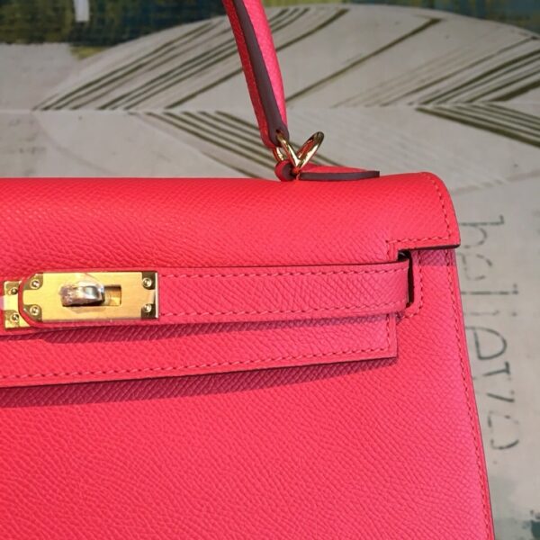 1:1 Replica Hermes Kelly Red For Women Gold Toned Hardware 10in/25cm