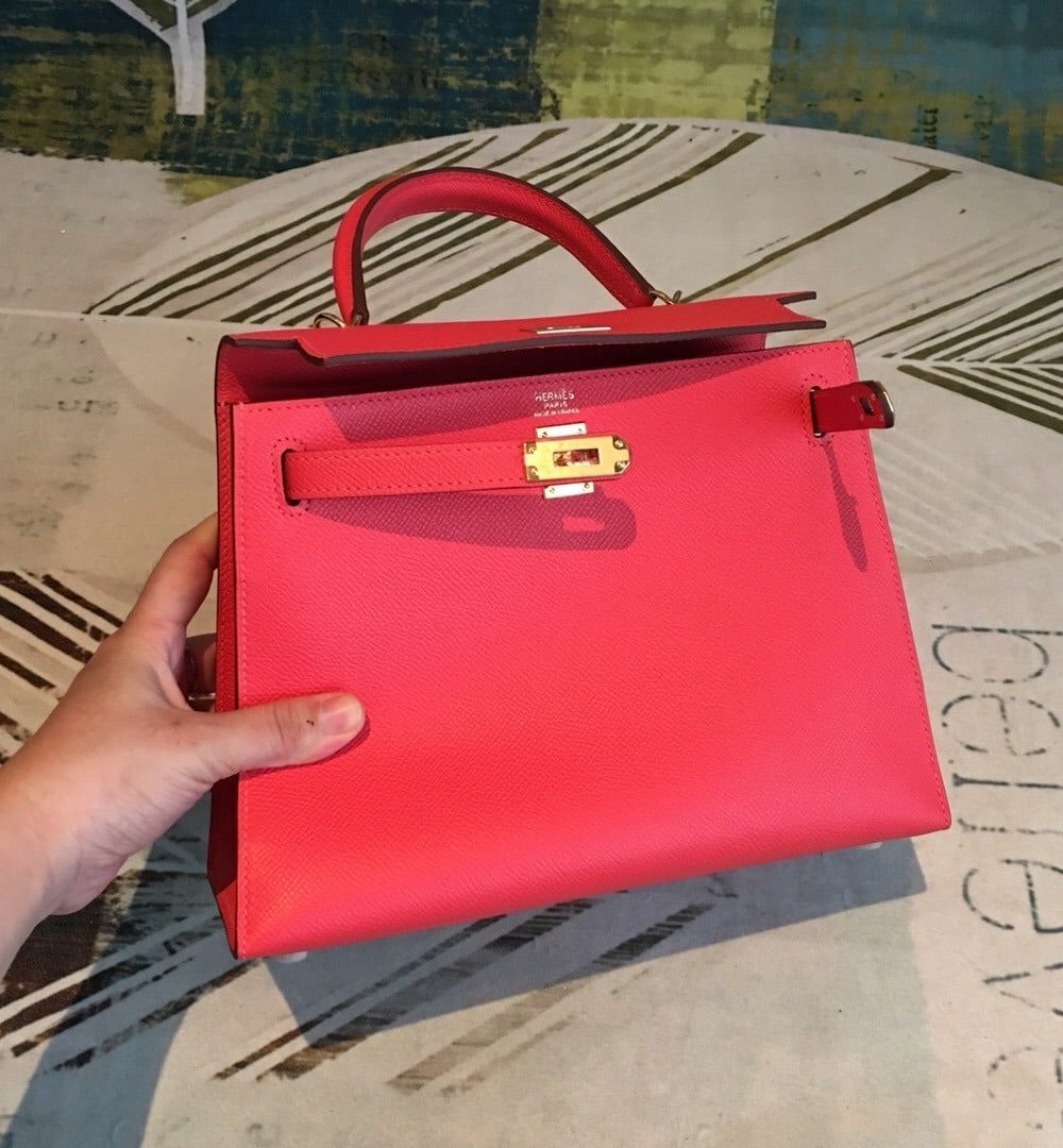 1:1 Replica Hermes Kelly Red For Women Gold Toned Hardware 10in/25cm