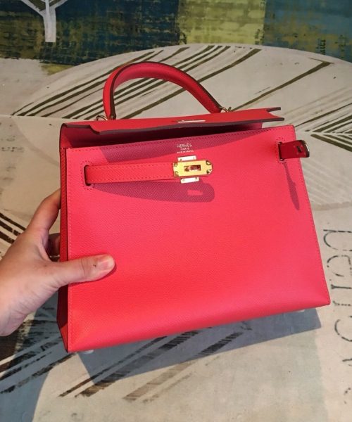 1:1 Replica Hermes Kelly Red For Women Gold Toned Hardware 10in/25cm