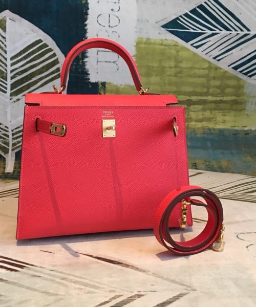 1:1 Replica Hermes Kelly Red For Women Gold Toned Hardware 10in/25cm