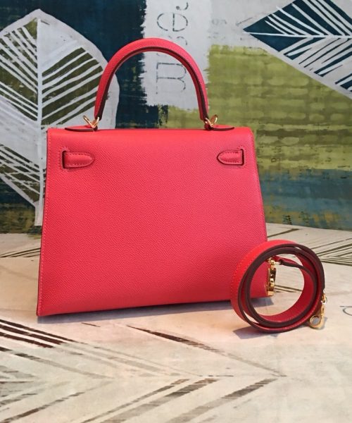 1:1 Replica Hermes Kelly Red For Women Gold Toned Hardware 10in/25cm