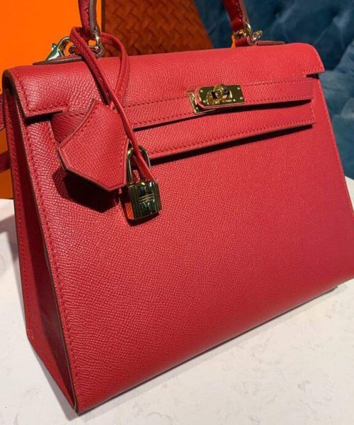 1:1 Replica Hermes Kelly Tomate For Women Gold Toned Hardware 10in/25cm
