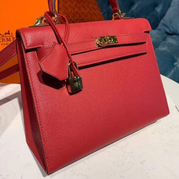 1:1 Replica Hermes Kelly Tomate For Women Gold Toned Hardware 10in/25cm