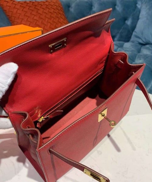 1:1 Replica Hermes Kelly Tomate For Women Gold Toned Hardware 10in/25cm