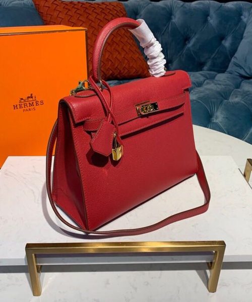 1:1 Replica Hermes Kelly Tomate For Women Gold Toned Hardware 10in/25cm