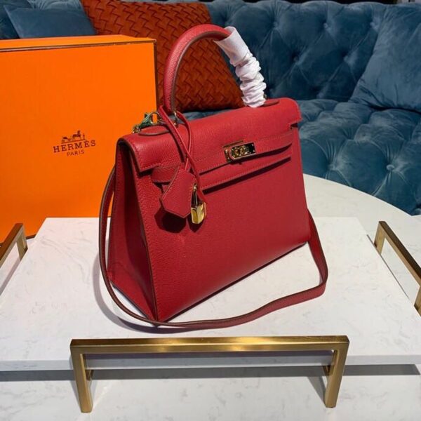1:1 Replica Hermes Kelly Tomate For Women Gold Toned Hardware 10in/25cm