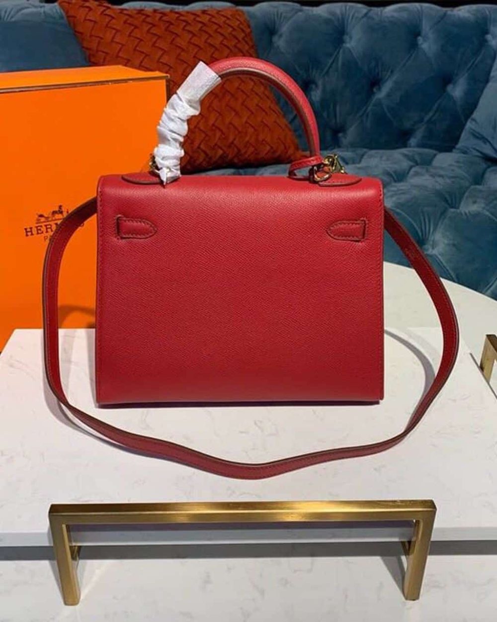 1:1 Replica Hermes Kelly Tomate For Women Gold Toned Hardware 10in/25cm