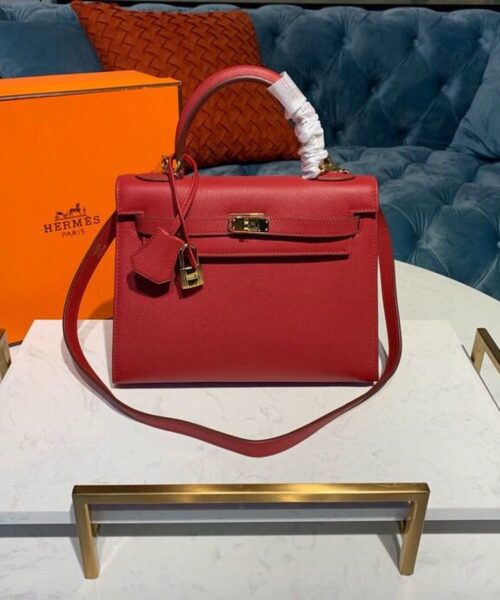 1:1 Replica Hermes Kelly Tomate For Women Gold Toned Hardware 10in/25cm