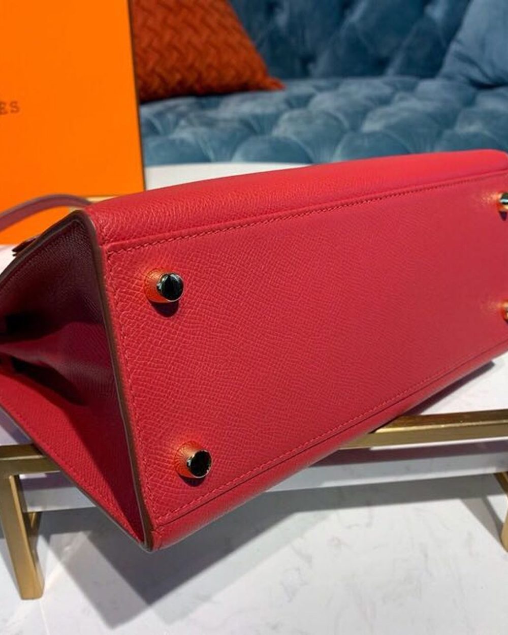 1:1 Replica Hermes Kelly Tomate For Women Gold Toned Hardware 10in/25cm