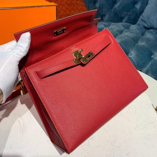 1:1 Replica Hermes Kelly Tomate For Women Gold Toned Hardware 10in/25cm