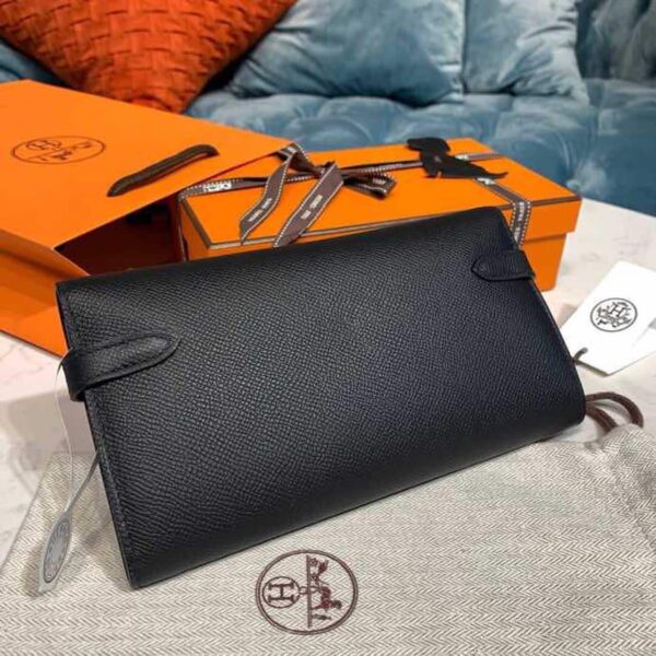 1:1 Replica Hermes Kelly Wallet To Go Woc Black With Gold Toned Hardware Bag For Women 8.2in/21cm