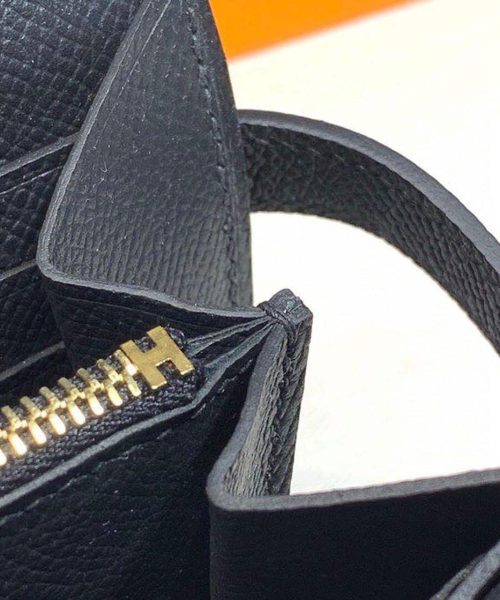 1:1 Replica Hermes Kelly Wallet To Go Woc Black With Gold Toned Hardware Bag For Women 8.2in/21cm