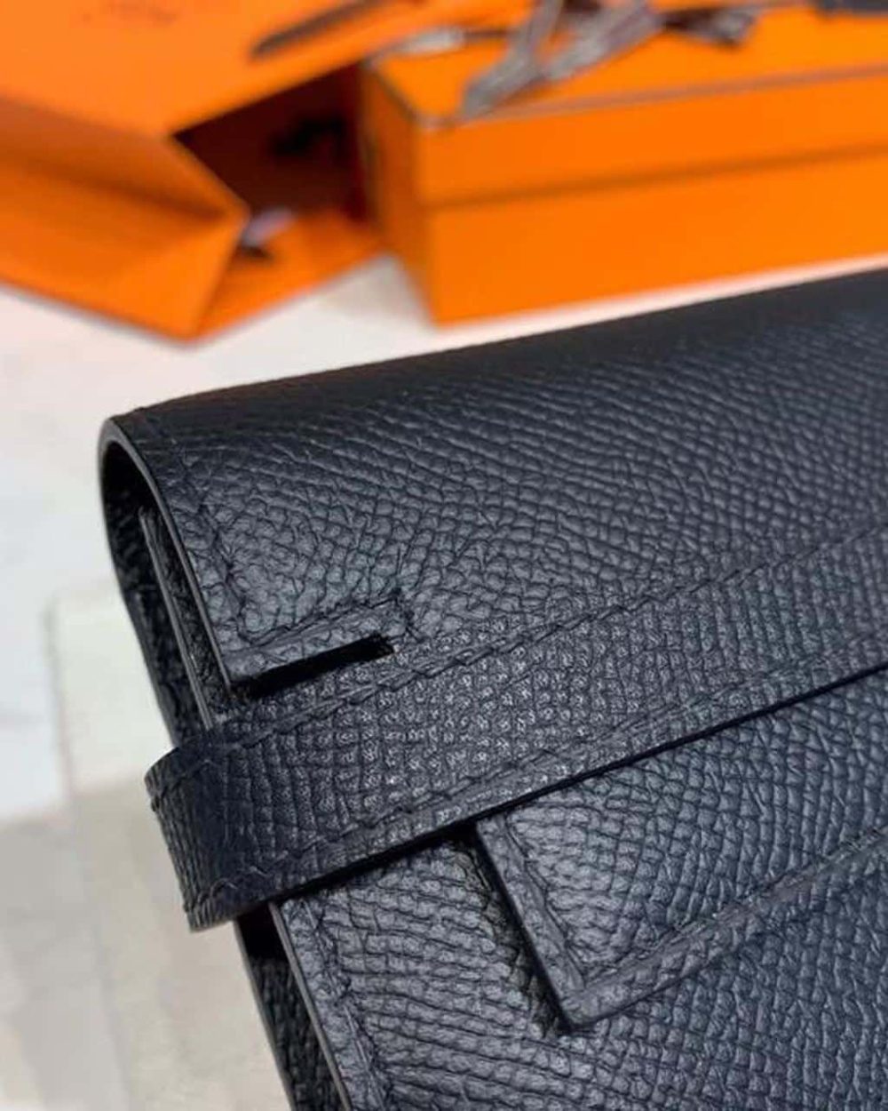 1:1 Replica Hermes Kelly Wallet To Go Woc Black With Gold Toned Hardware Bag For Women 8.2in/21cm