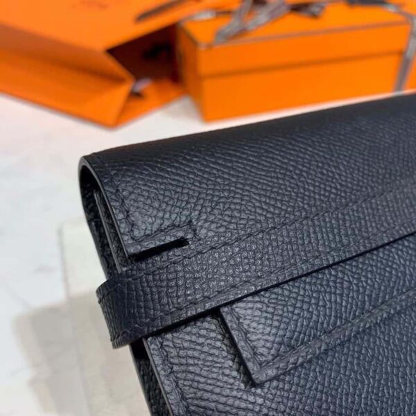 1:1 Replica Hermes Kelly Wallet To Go Woc Black With Gold Toned Hardware Bag For Women 8.2in/21cm