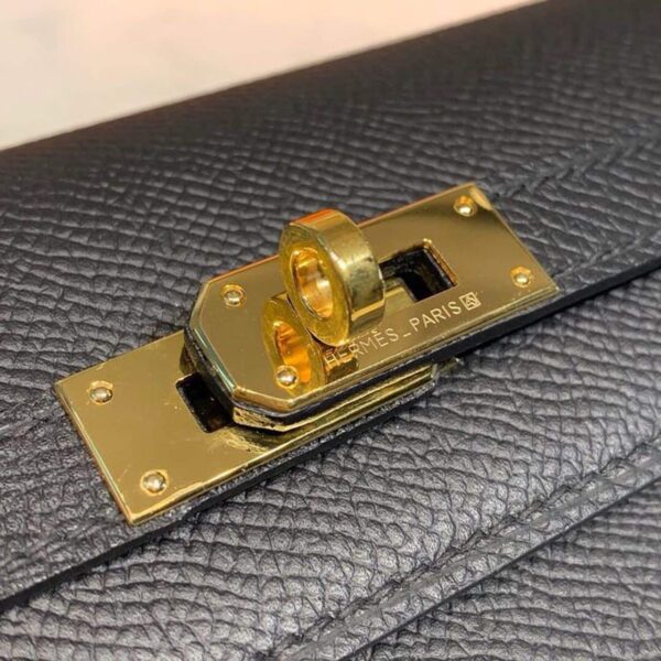 1:1 Replica Hermes Kelly Wallet To Go Woc Black With Gold Toned Hardware Bag For Women 8.2in/21cm