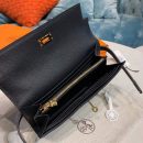 1:1 Replica Hermes Kelly Wallet To Go Woc Black With Gold Toned Hardware Bag For Women 8.2in/21cm
