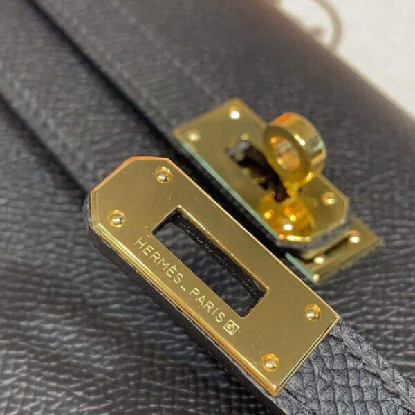 1:1 Replica Hermes Kelly Wallet To Go Woc Black With Gold Toned Hardware Bag For Women 8.2in/21cm