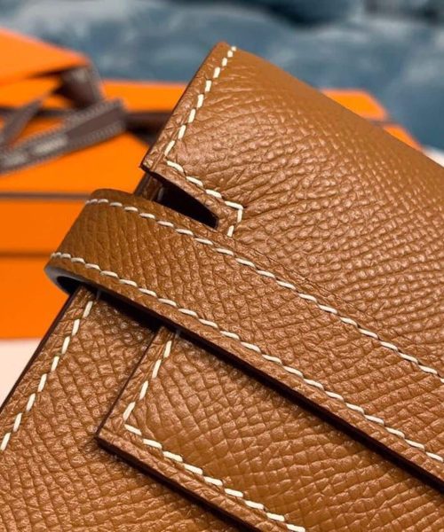1:1 Replica Hermes Kelly Wallet To Go Woc Brown With Gold Toned Hardware Bag For Women 8.2in/21cm